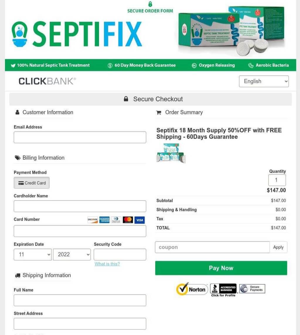 Septifix order page